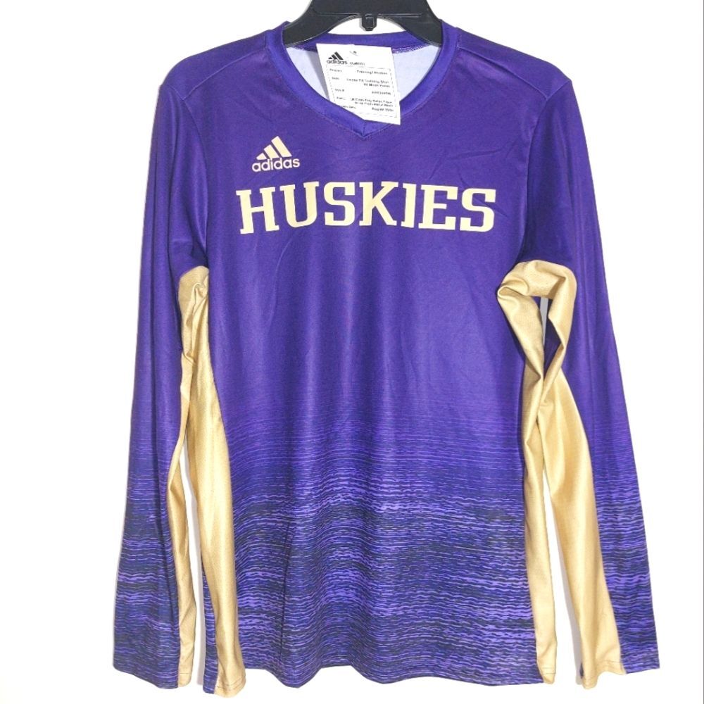 NWT Adidas Washington Huskies Training Shirt Women Medium Purple Sample - Picture 2 of 12